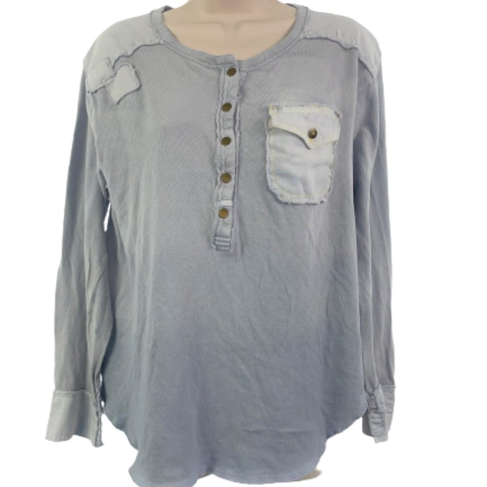WE THE FREE Urban Outfitters S Denim Patchwork Top